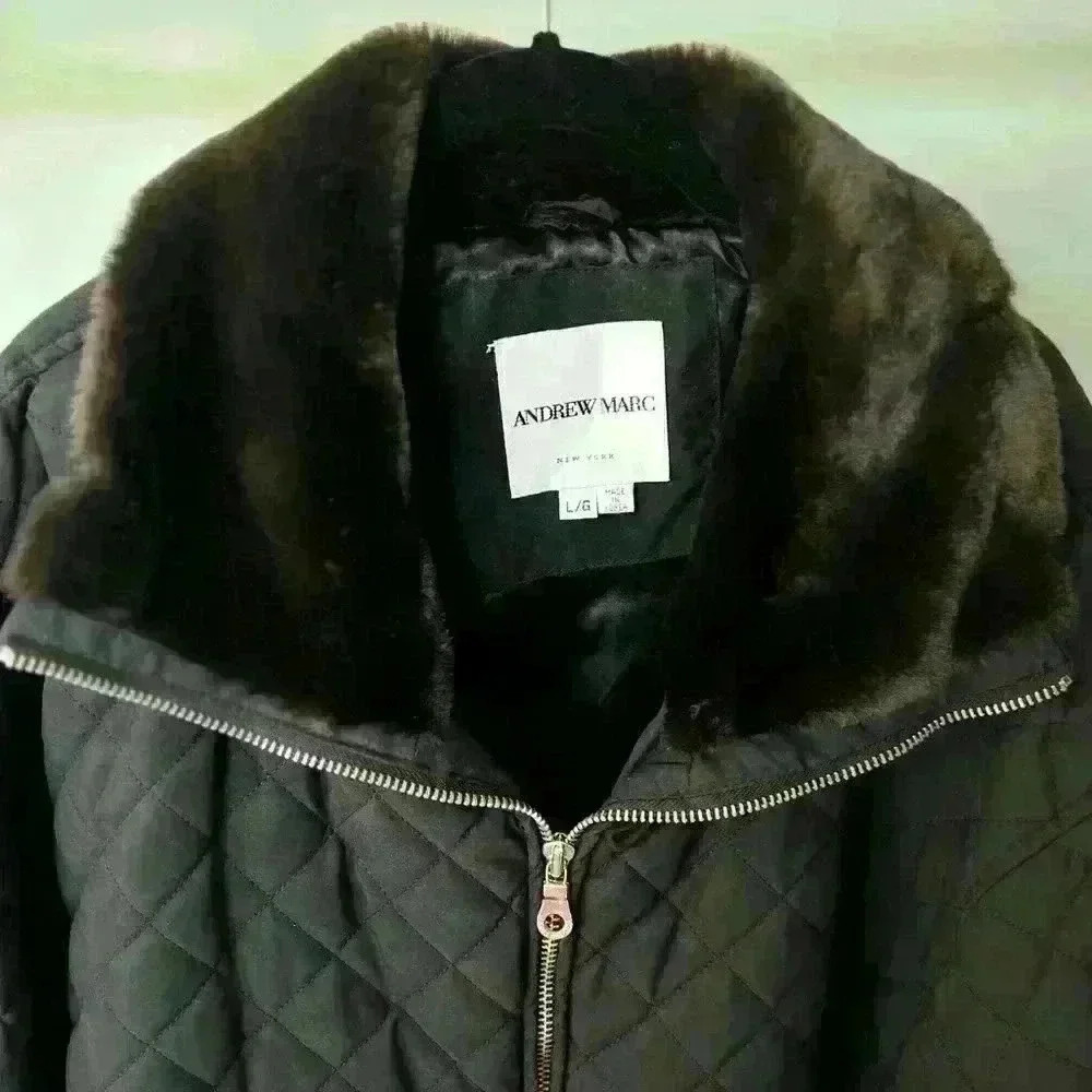 Andrew Marc Quilted Jacket with Faux Fur Collar - Picture 3 of 4
